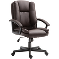 Swivel Executive Office Chair Mid Back PU Leather Chair with Arm, Brown HOMCOM