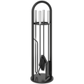 Outsunny 5 PCS Fireplace Companion Set, Metal Fireside Companion Set, Silver