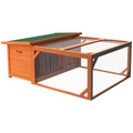 Wooden Rabbit Hutch with Run Small Animal Guinea Pig House 125.5 x 100 x 49cm
