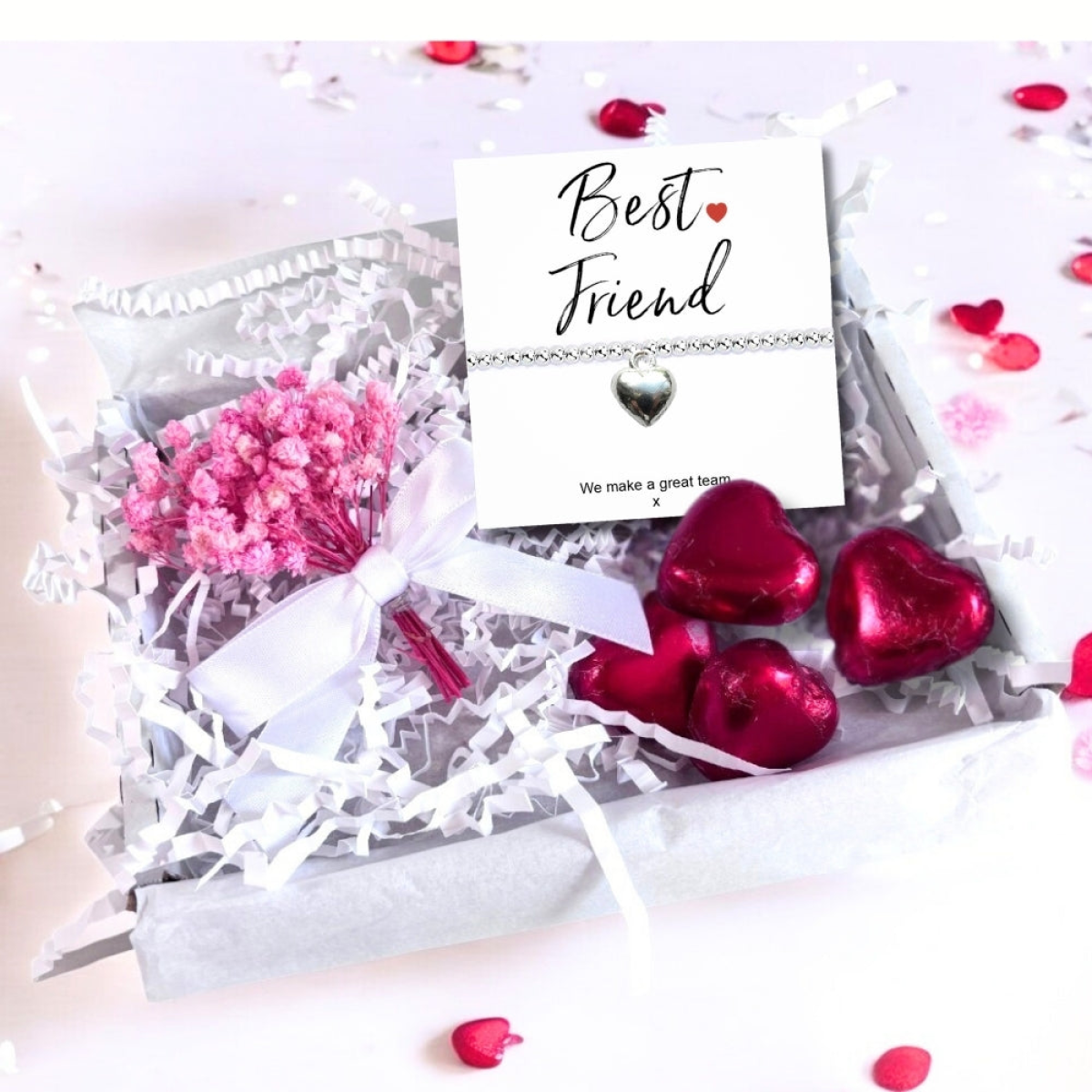 Best Friend Mini Gift Hamper with Silver Heart Bracelet