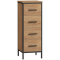 HOMCOM Narrow Bathroom Storage Cabinet with 4 Drawers for Small Spaces, Oak