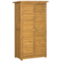 Wooden Garden Storage Shed Unit, 3-Tier Shelves Tool Cabinet Organizer