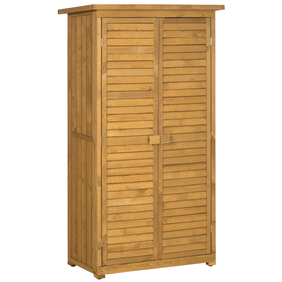 Wooden Garden Storage Shed Unit, 3-Tier Shelves Tool Cabinet Organizer