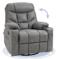 PU Leather Manual Recliner Chair Recliner Armchair Grey 360 Degreee swivel