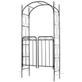Metal Decorative Backyard Arch Gate Garden Arbor for Climbing Plants Outsunny