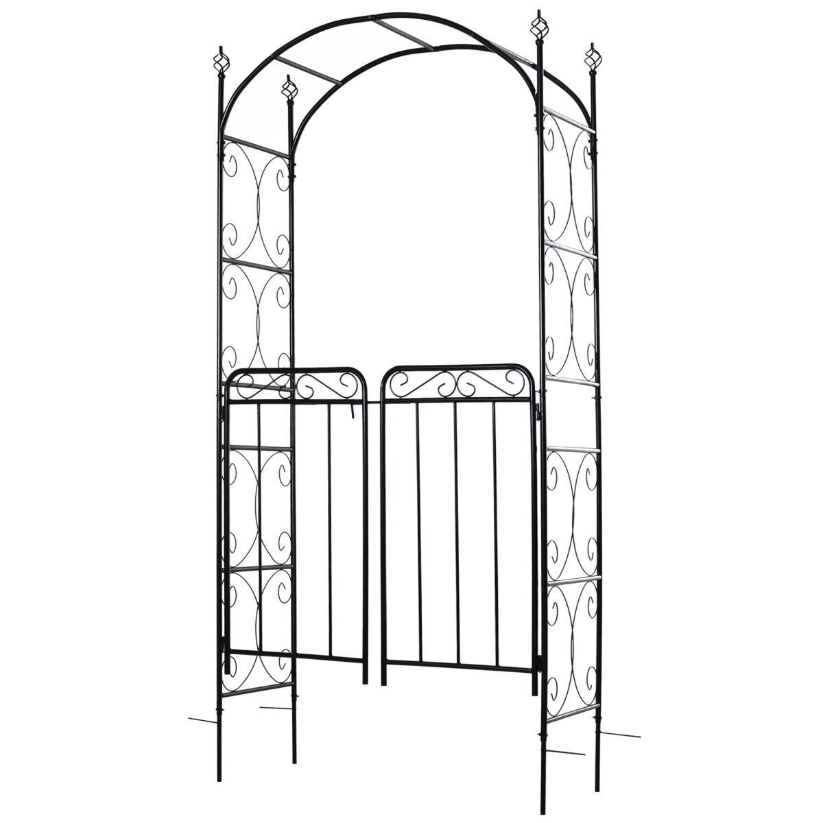 Metal Decorative Backyard Arch Gate Garden Arbor for Climbing Plants Outsunny