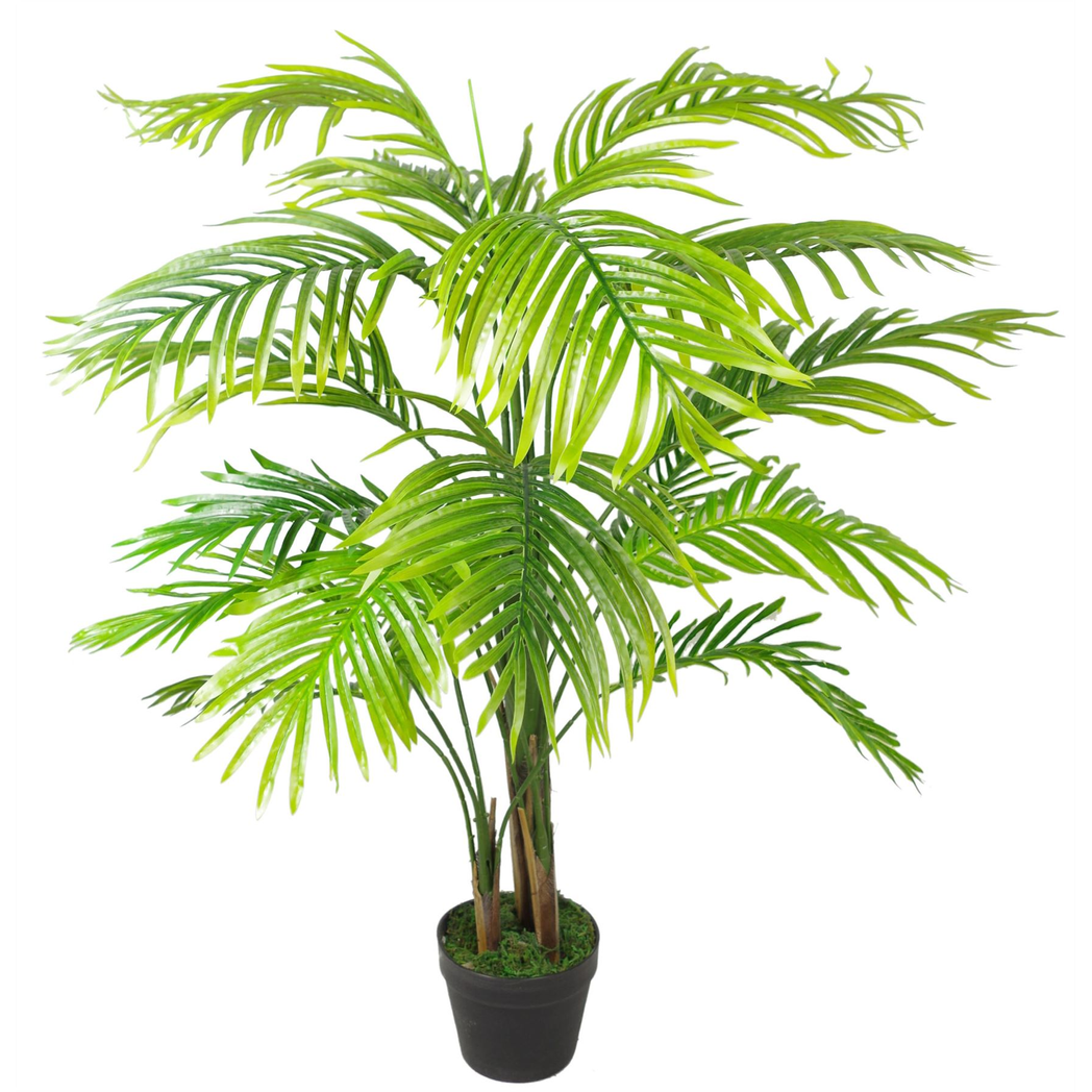 130cm Artificial Areca Palm Tree - Extra Large with Gold Metal Planter